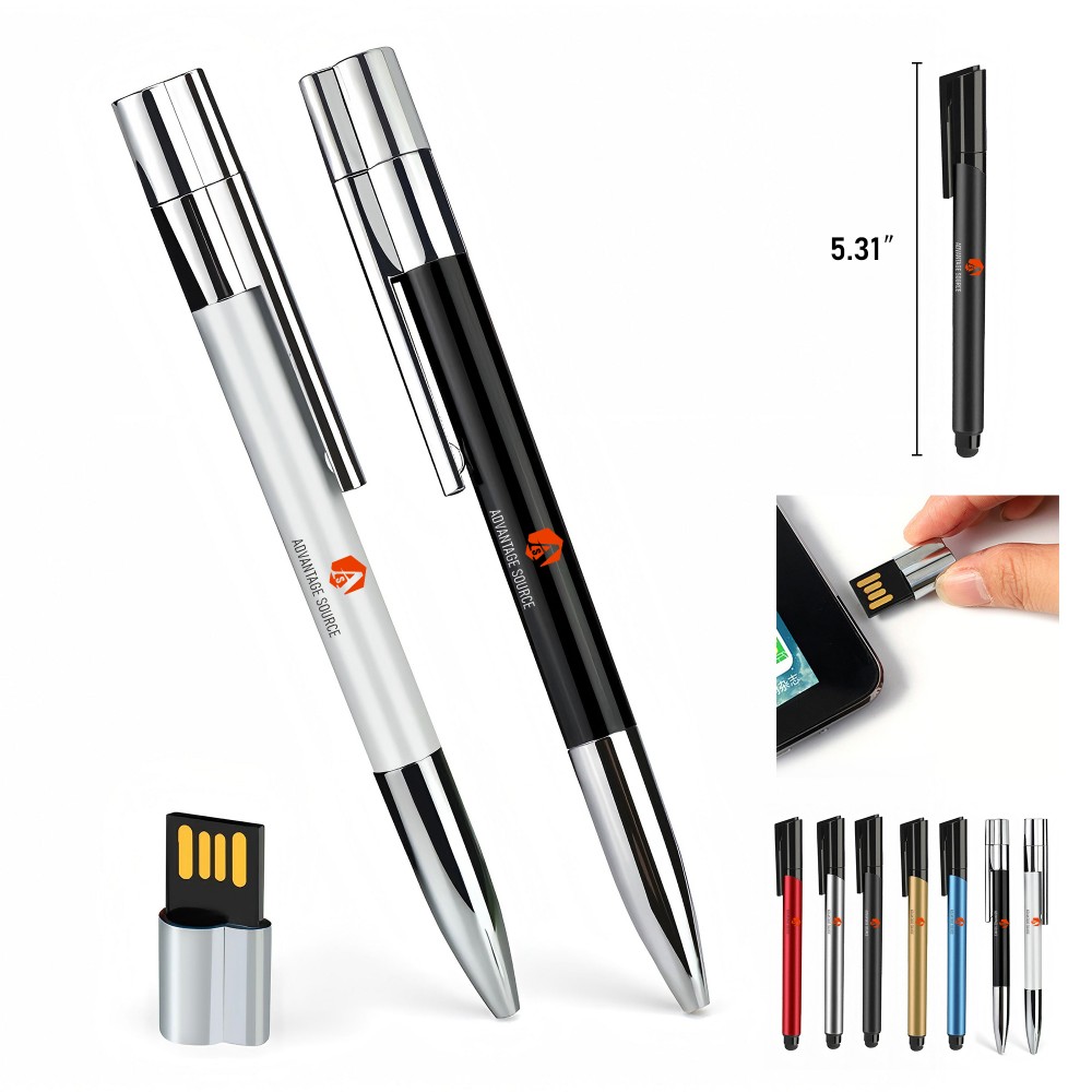 2-in-1 Metal Ballpoint Pen W/ 64GB USB Drive Custom Engraved