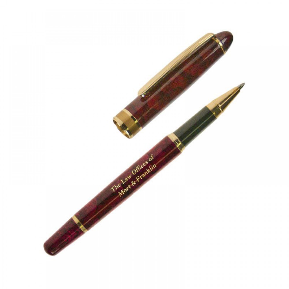 Logo Branded Goodfaire Marble Series Color Coated Metal Rollerball Pen