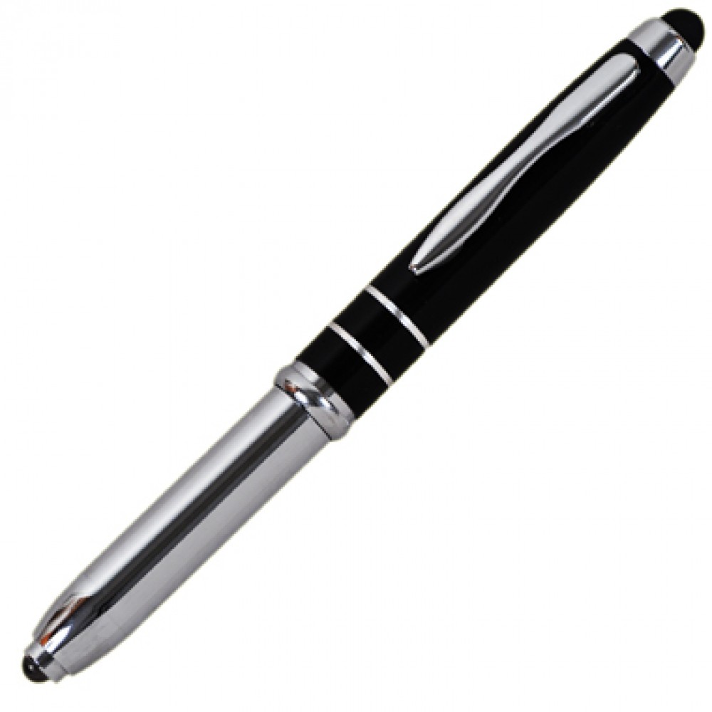 3 in1 Stylus, LED Flashlight and Ball Point Pen (Screened) Logo Branded