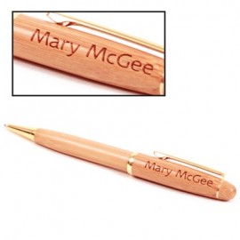 Logo Branded Bamboo Twist Ballpoint Pen