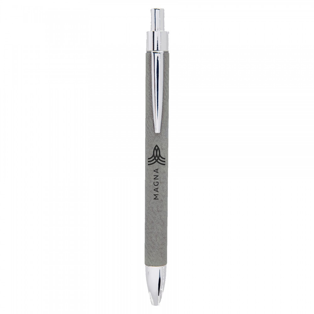 Gray Leatherette Pen Custom Imprinted Gray Leatherette Pen Custom Imprinted