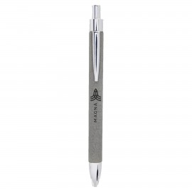 Gray Leatherette Pen Logo Branded  Gray Leatherette Pen Logo Branded