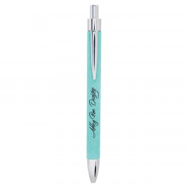 Custom Engraved Teal Leatherette Pen  Custom Engraved Teal Leatherette Pen