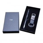 2-Piece Office Gift Set Metal Signature Pen and Key Chain Logo Branded