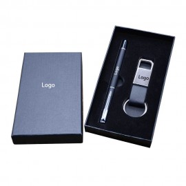 2-Piece Office Gift Set Metal Signature Pen and Key Chain Custom Engraved