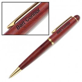 Logo Branded Rosewood Twist Ballpoint Pen