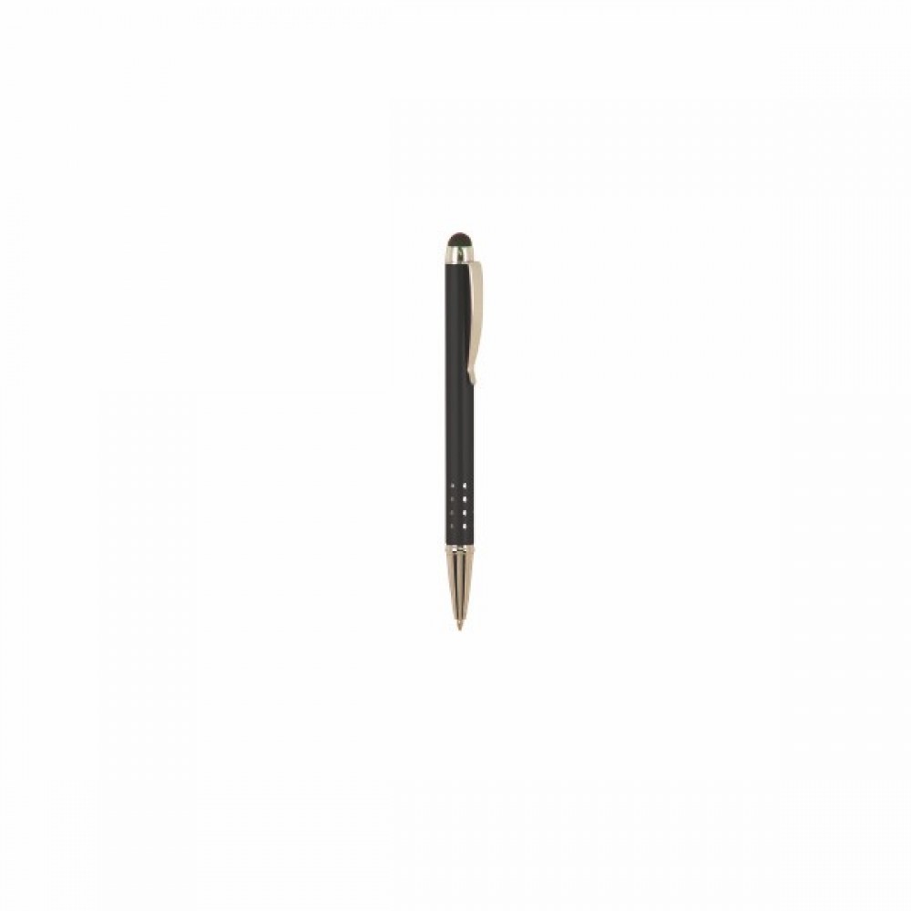 Custom Imprinted .4" x 5.4" - Silver Trim Pen with Stylus