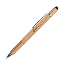 Jorge Bamboo Pen with Stylus - Silver Logo Branded
