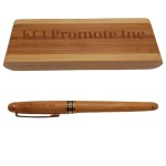 Bamboo Ballpoint Pen and Holder Box Custom Engraved