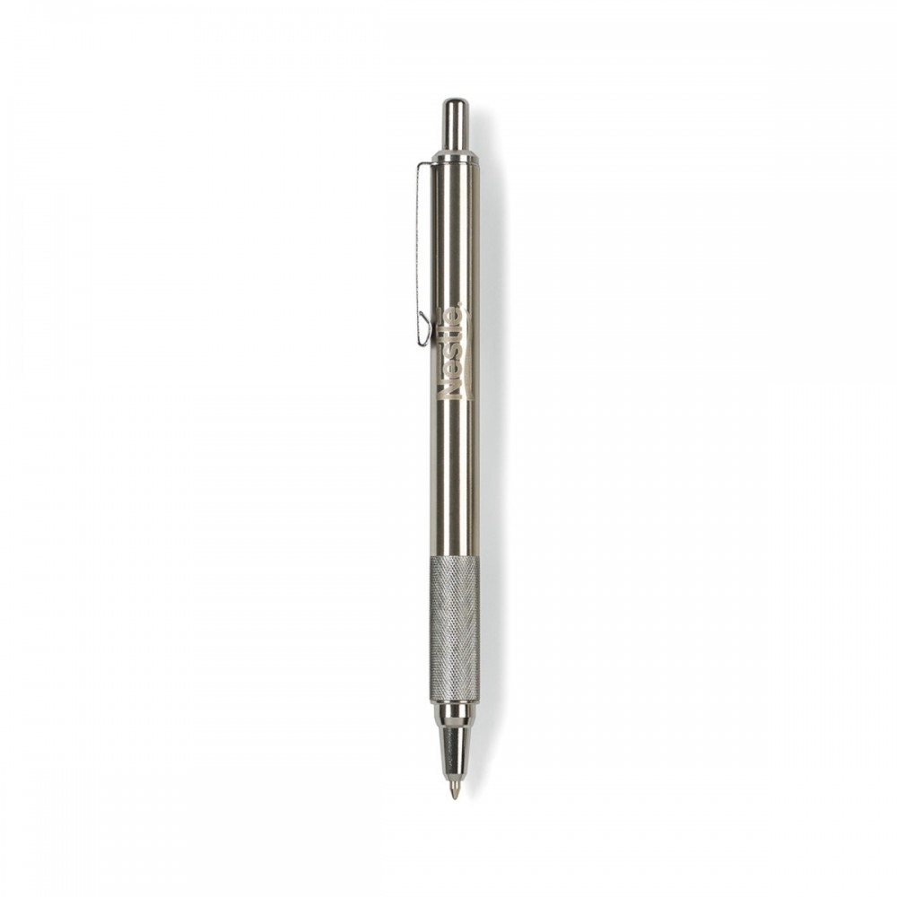 Zebra F-701 All Steel Retractable Ballpoint - Stainless Steel Logo Branded