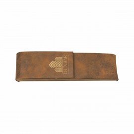 Rustic/Gold Leatherette Double Pen Case Custom Imprinted