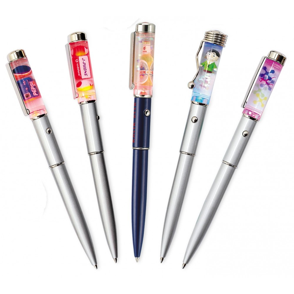 Custom Imprinted Red Floating LED Pen / Liquid Top Flat / Floating Panel Custom Imprinted Red Floating LED Pen / Liquid Top Flat / Floating Panel