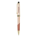 Custom Imprinted ECO-Friendly Mable/Curvy Design wooden stylus and ballpoint pen
