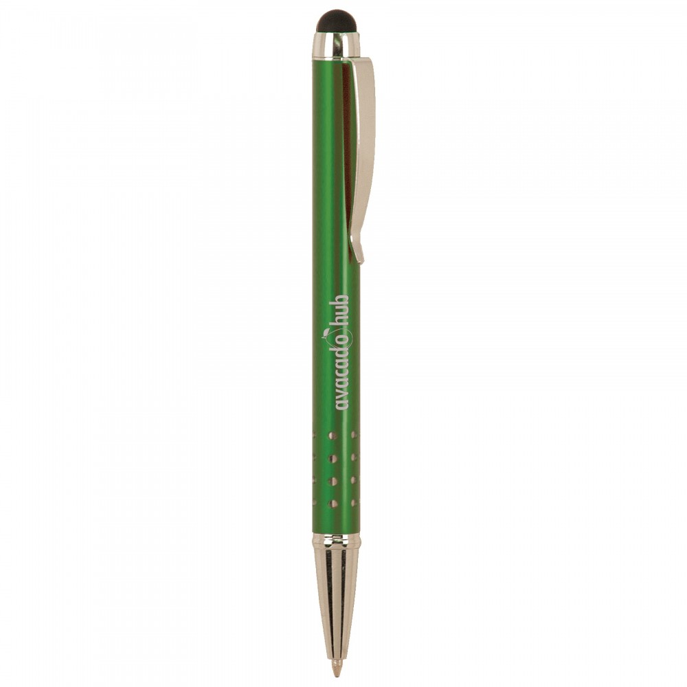 Green with Silver Trim Pen with Stylus Custom Engraved