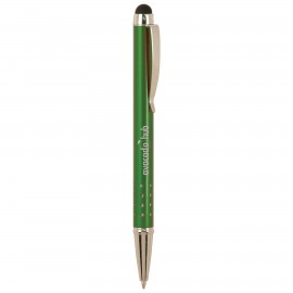 Green with Silver Trim Pen with Stylus Custom Engraved