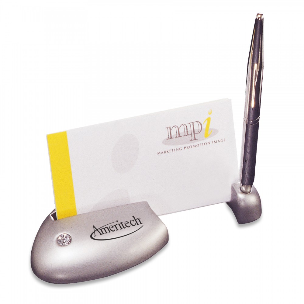 Custom Imprinted 2-in-1 Business Card & Pen Holder with Pen