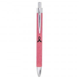 Logo Branded Pink Leatherette Pen  Logo Branded Pink Leatherette Pen