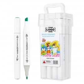 Art Markers 12 Colors Dual Tips Drawing Pens Set Logo Branded