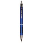 Custom Engraved Blue Satin - Rubber Grip - Ballpoint Pen - Laser Engraved