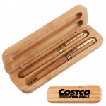 Logo Branded Bamboo Pens Set with Gift Case
