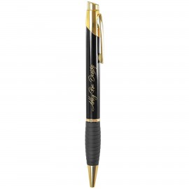 Gloss Black Brass Ballpoint Pen with Gripper Custom Engraved  Gloss Black Brass Ballpoint Pen with Gripper Custom Engraved