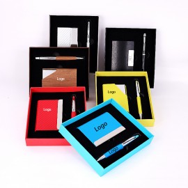 Custom Imprinted 2-Piece Office Gift Set Metal Signature Pen and Card Case
