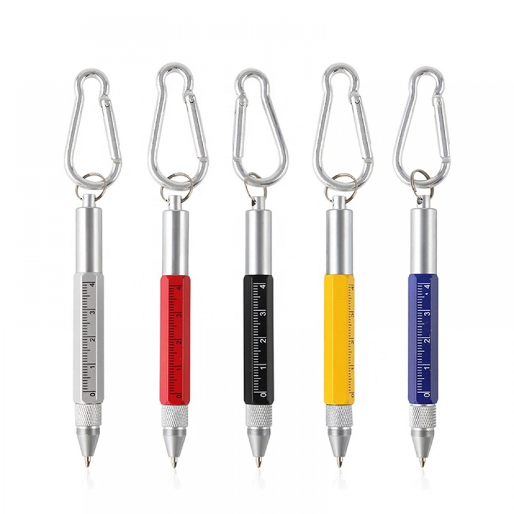 Custom Engraved Multi Function 6-In-1 Tool Stylus Twist Pen With Key Chain Custom Engraved Multi Function 6-In-1 Tool Stylus Twist Pen With Key Chain