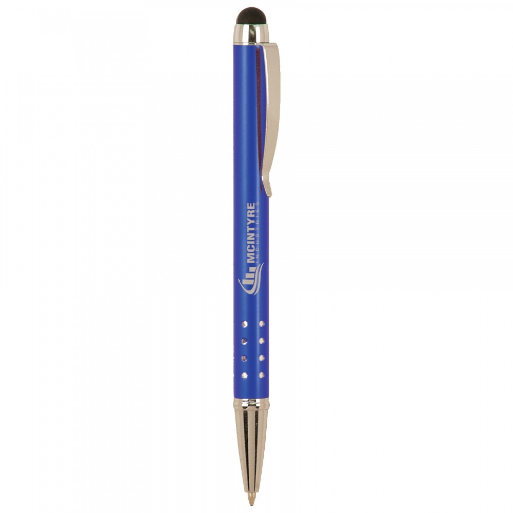 Blue with Silver Trim Pen with Stylus Custom Engraved Blue with Silver Trim Pen with Stylus Custom Engraved