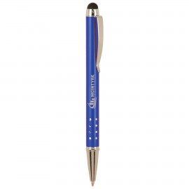 Blue with Silver Trim Pen with Stylus Custom Engraved