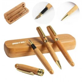 Custom Imprinted Eco Bamboo Ballpoint Signature Pen Gift Set
