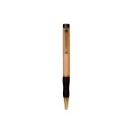 Logo Branded 5.125" - Wood Pen with Gold Trim and Rubber Grip