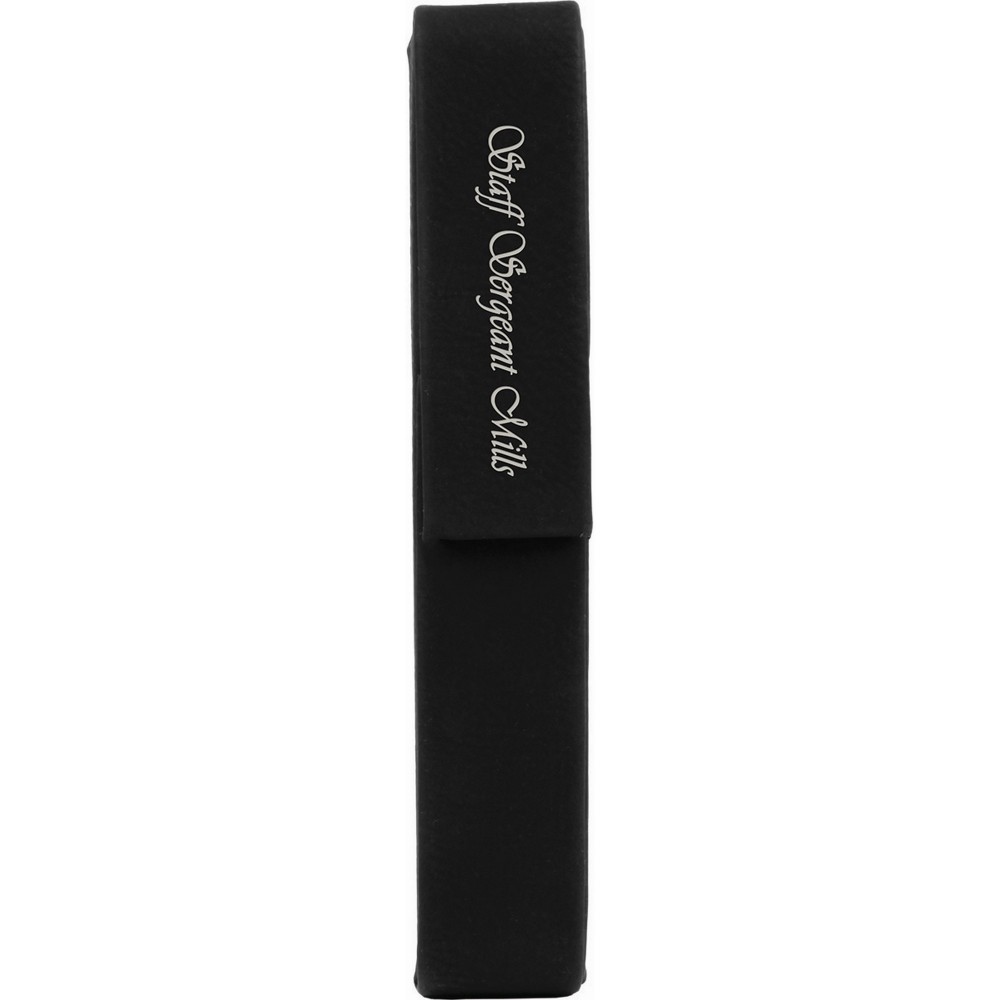 6 1/2" x 1" Black/Silver Laser engraved Leatherette Single Pen Case Logo Branded 6 1/2" x 1" Black/Silver Laser engraved Leatherette Single Pen Case Logo Branded