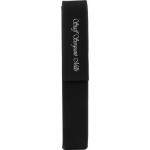 6 1/2" x 1" Black/Silver Laser engraved Leatherette Single Pen Case Logo Branded