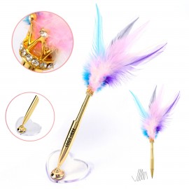 Logo Branded Artist Feather Metal Pen With Holder  Logo Branded Artist Feather Metal Pen With Holder