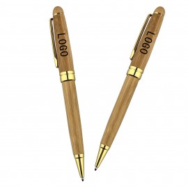 Metal Copper Ballpoint Pen with Bamboo Outer Shell Custom Engraved
