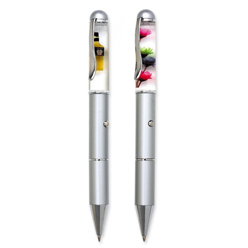 Blue or Green or Yellow Floating LED Pen / Liquid Top / Floating Miniature Logo Branded