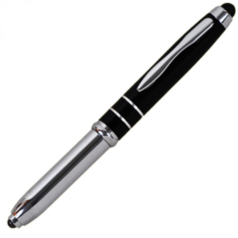 3 in1 Stylus, LED Flashlight and Ball Point Pen (Engraved) Logo Branded