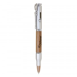 Logo Branded Brindle Bolt Action Bamboo & Brass Pen