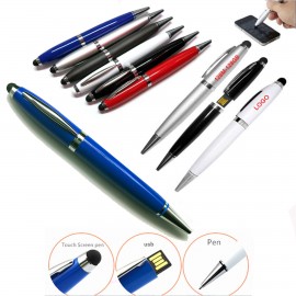 Three-In-One Metal Touch USB Pen Custom Imprinted