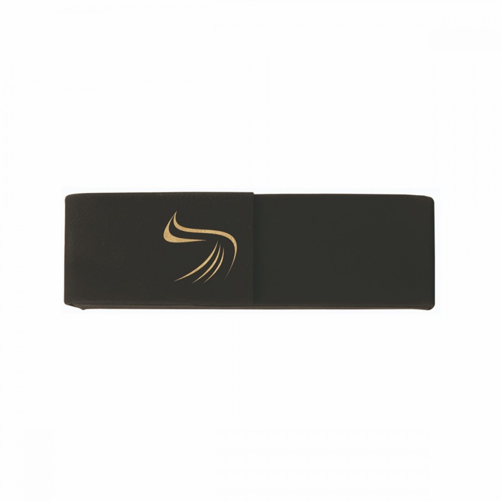 Black/Gold Leatherette Double Pen Case Custom Engraved