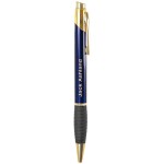 Gloss Blue Brass Ballpoint Pen with Gripper Custom Imprinted