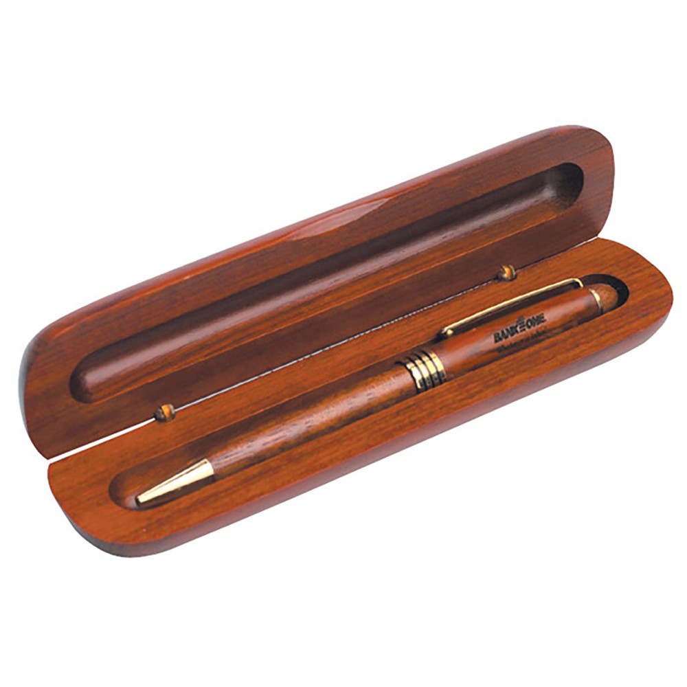 Rosewood Ballpoint Pen in a Rosewood Finish Gift Box Custom Imprinted Rosewood Ballpoint Pen in a Rosewood Finish Gift Box Custom Imprinted