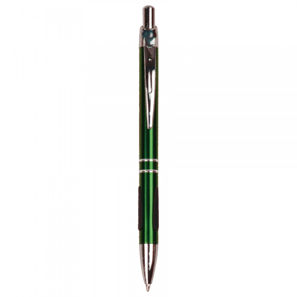 Logo Branded Green with Silver Trim Pen with Gripper Logo Branded Green with Silver Trim Pen with Gripper
