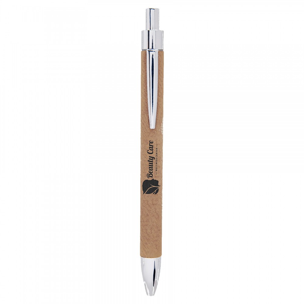 Light Brown Leatherette Pen Custom Imprinted Light Brown Leatherette Pen Custom Imprinted