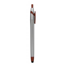 Stylus Click Pen - Silver Orange - Pad Printed Custom Imprinted