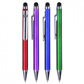 2-in-1 Clip Pusher Ballpoint Pen/Stylus Logo Branded