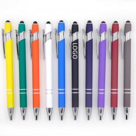 Custom Imprinted Rainbow Rubberized Soft Touch Ballpoint Pen with Stylus Tip a stylish  Custom Imprinted Rainbow Rubberized Soft Touch Ballpoint Pen with Stylus Tip a stylish