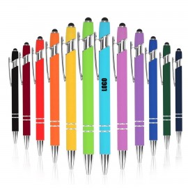 2 in 1 Stylus Retractable Ballpoint Pen With Stylus Tip Logo Branded
