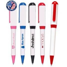 Union Printed - USA Made - Euro Style Twist Pen with Pocket Clip - 1-Color Logo Logo Branded