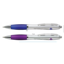 Custom Engraved Plastic Collection Click Action Pen w/Silver Barrel